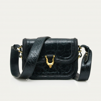 Vintage Black Glossy Leather Mini Manon Bag
