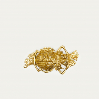 Golden Beetle, Ginko Leaves and Transparent Resin Brass Barbara Brooch