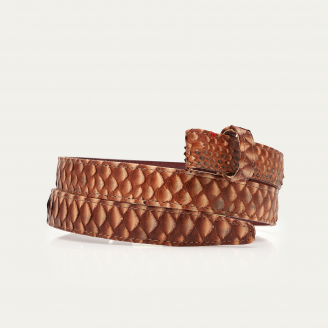 Washed Copper Python Leather Baby Belt