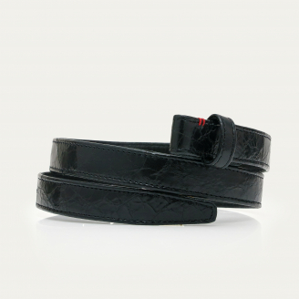 Vintage Black Glossy Leather Baby Belt