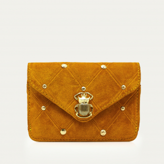 Studded Amber Leather Card Holder Alex