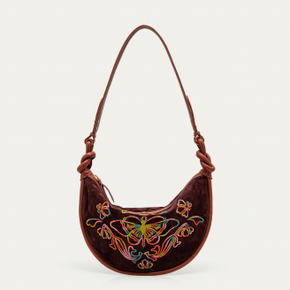 Fauna and Flora Purple Red Suede Chris Bag