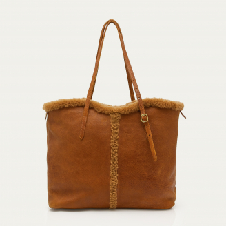 Copper Shearling Suede India Tote Bag