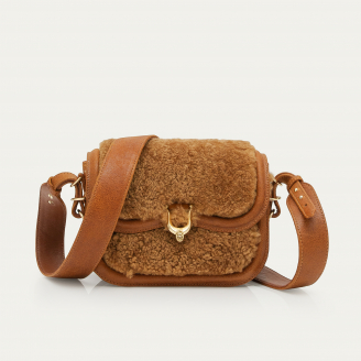 Copper Shearling and Amber Suede Mini Manon Bag