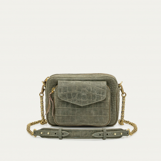 Pearl Grey Embossed Croco Leather Charly Bag