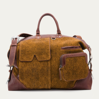 Sac de Voyage Veau Velours Vito Marron Bois