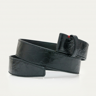 Ceinture Cuir Noir Vernis Vintage