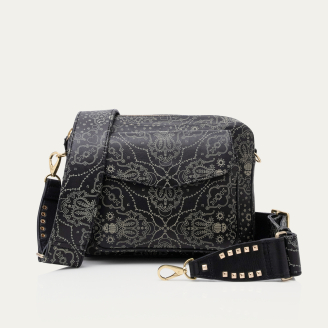 Black Printed Bandana Nappa Leather Big Charly Bag 