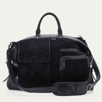 Black Suede Vito Travel Bag