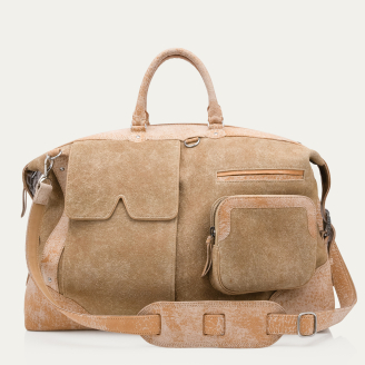 Sac de Voyage Veau Velours Vito Sable Blanc