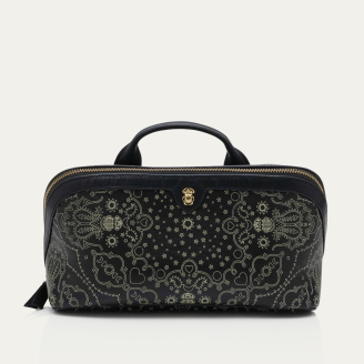 Black Printed Bandana Nappa Leather Charlotte Case