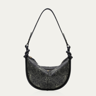 Black Bandana Print Leather Chris Bag