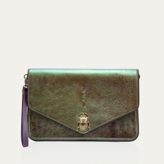 Pochette Cuir Alicia Lune Avec Rivets En Nacre