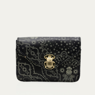 Black Printed Bandana Nappa Leather Card Holder Alex