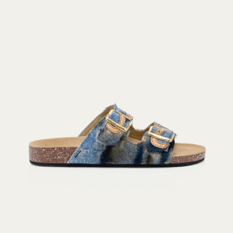 Patchwork Denim Fabric Odette Sandals