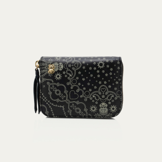 Black Printed Bandana Nappa Leather Wallet Mini Bob