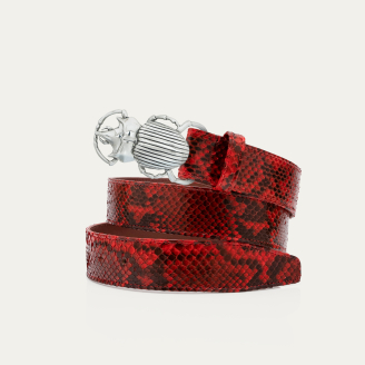 Ceinture Python Rubis Scarabée Argent