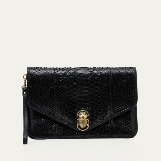 Black Python Alicia Clutch