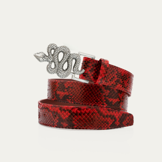 Ceinture Python Rubis Serpent Argent