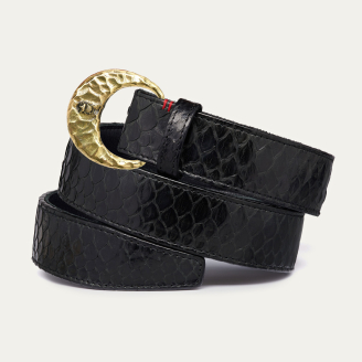 Black Python Golden Half Moon Belt