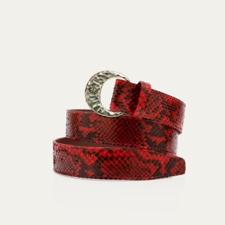 Ceinture Python Rubis Demi Lune Argent