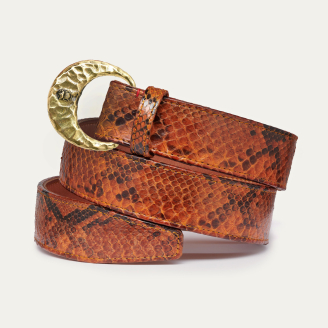 Ceinture Python Moka Demi Lune Or