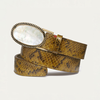 Kaki Python Gold Shell Dallas Buckle Belt