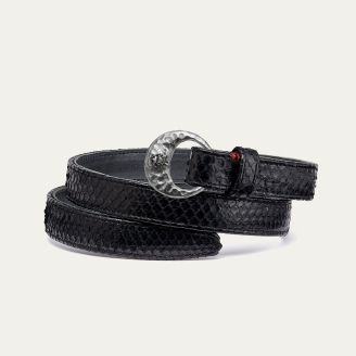 Baby Ceinture Python Noire Demi Lune Argent