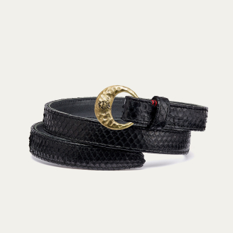 Gold Half Moon Black Python Baby Belt