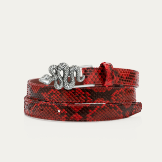 Baby Ceinture Python Rubis Serpent Argent