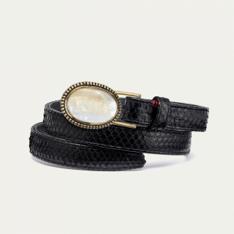 Baby Ceinture Python Noir Dallas Nacre