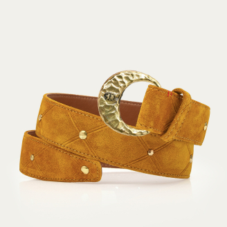 Golden Half Moon Ambre Suede Belt