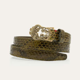 Baby Ceinture Python Kaki Ginko Or