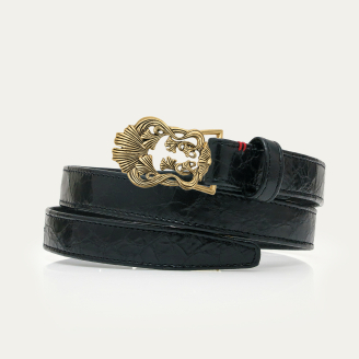 Baby Ceinture Cuir Vintage Noire Ginko Or