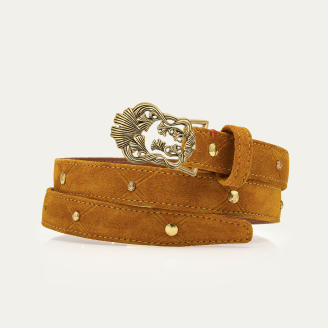 Studded Amber Suede Gold Ginko Baby Belt