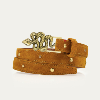 Studded Amber Suede Gold Snake Baby Belt