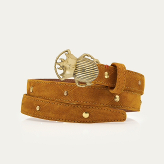 Studded Amber Suede Gold Beetle Baby Belt