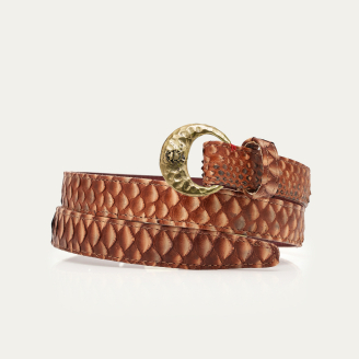 Washed Copper Python Gold Half Moon Baby Belt