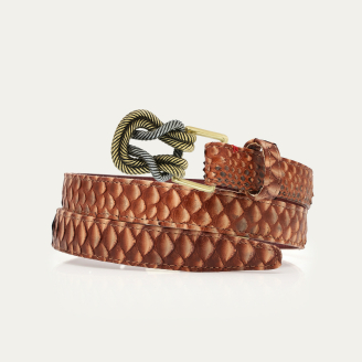 Washed Copper Python Silver Gold Mixed Knot Baby Belt