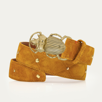 Ceinture Suede Ambre Scarabée Or