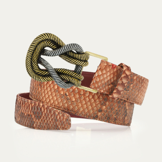 Ceinture Python Cuivre Délavé Noeud