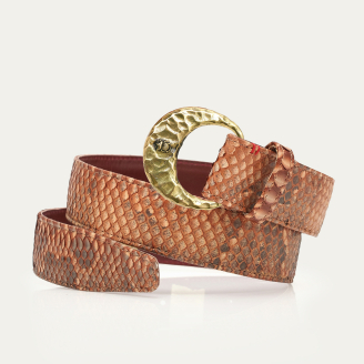 Washed Copper Python Gold Snake Belt