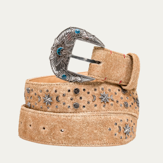 Ceinture Moon Veau Velours Sable Blanc