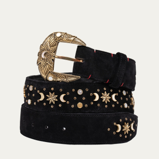 Grande Ceinture Lune Veau Velours Noir