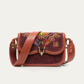 Fauna and Flora Purple Red Suede Manon Bag