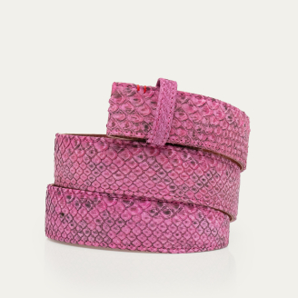 Washed Purple Red Python Leather Belt