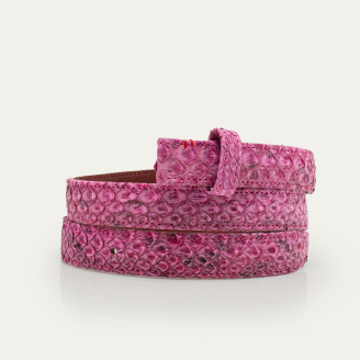 Washed Purple Red Python Leather Baby Belt