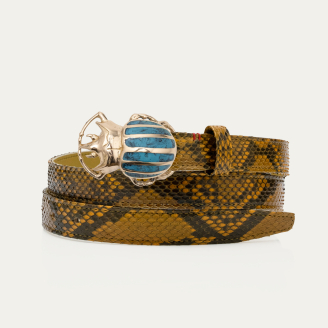 Baby Ceinture Python Ranch Scarabée Turquoise Doré