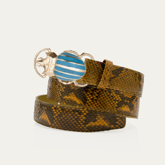 Ceinture Python Ranch Scarabée Turquoise Dorée