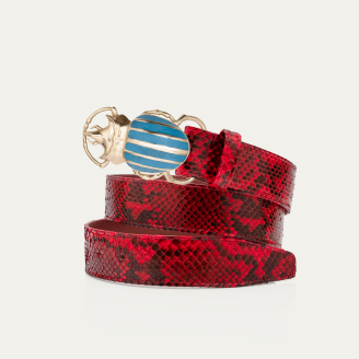 Ceinture Python Rubis Scarabée Turquoise Doré